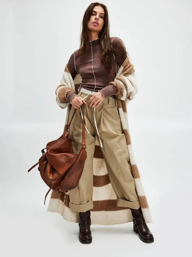 Contrast Color Slim Fit All match Bottoming Shirt Brown - Shop at LoveMi