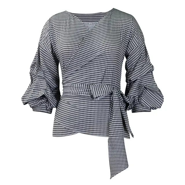 Big Bow Decorative Shirt Plaid Strap European And American Black Plaid - Shop at LoveMi