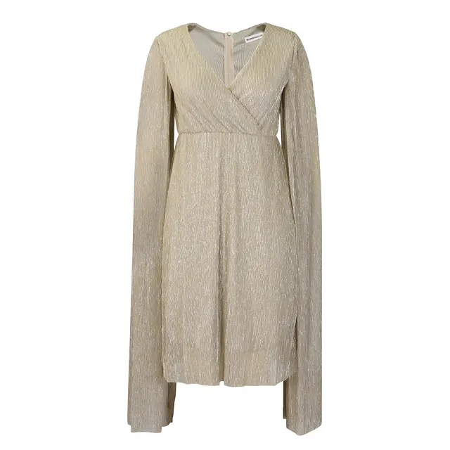 Women's Fashion Elegant V neck Long sleeve Dress Champagne - Shop at LoveMi