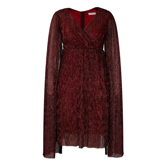 Women's Fashion Elegant V neck Long sleeve Dress Wine Red - Shop at LoveMi