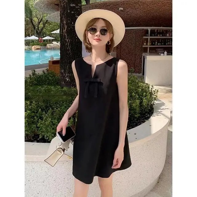 French Style Temperament Fairy Dress Hepburn Style Sleeveless Sling Back Black Sleeveless - Shop at LoveMi