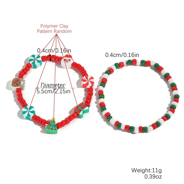 European And American New Christmas Bracelet Pendant S23085 Red Bead 2Pcs - Shop at LoveMi