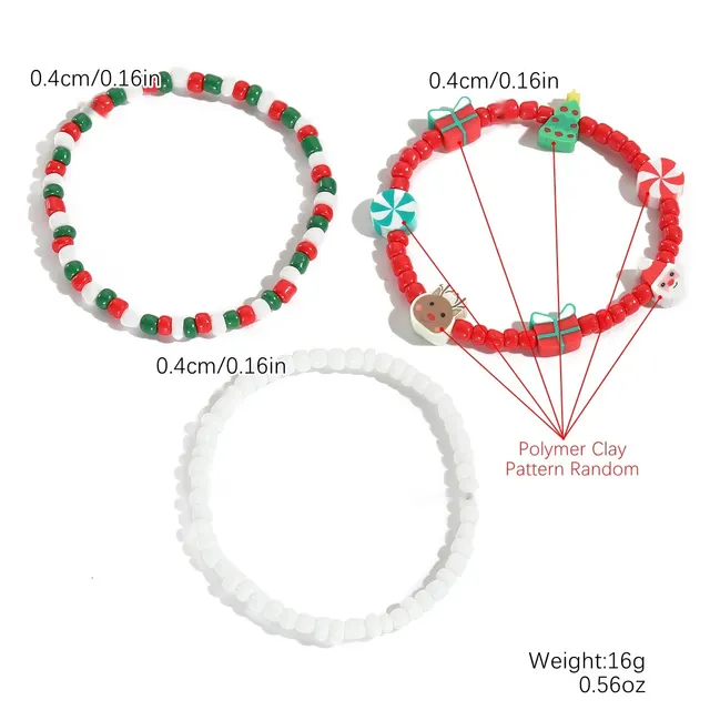 European And American New Christmas Bracelet Pendant S23087 Bead 3Pcs - Shop at LoveMi