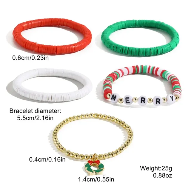 European And American New Christmas Bracelet Pendant S23088 Polymer Clay 5Pcs - Shop at LoveMi