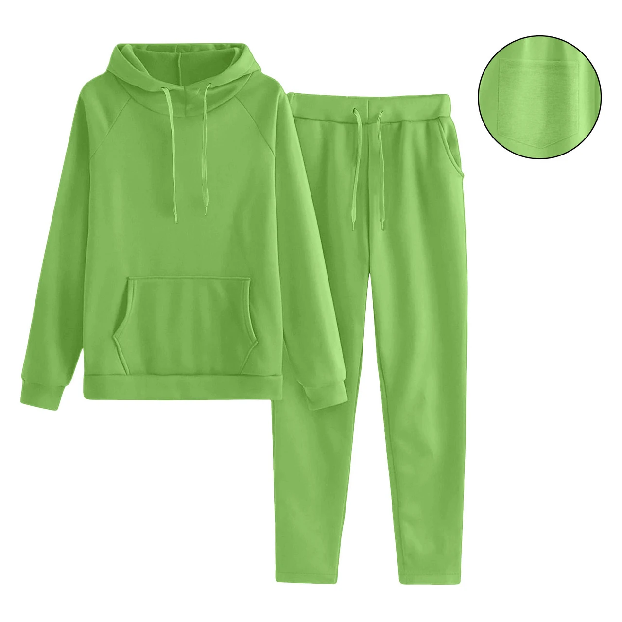 Women's Solid Color European And American Raglan Sleeve Sweater Trousers Suit - Light Green