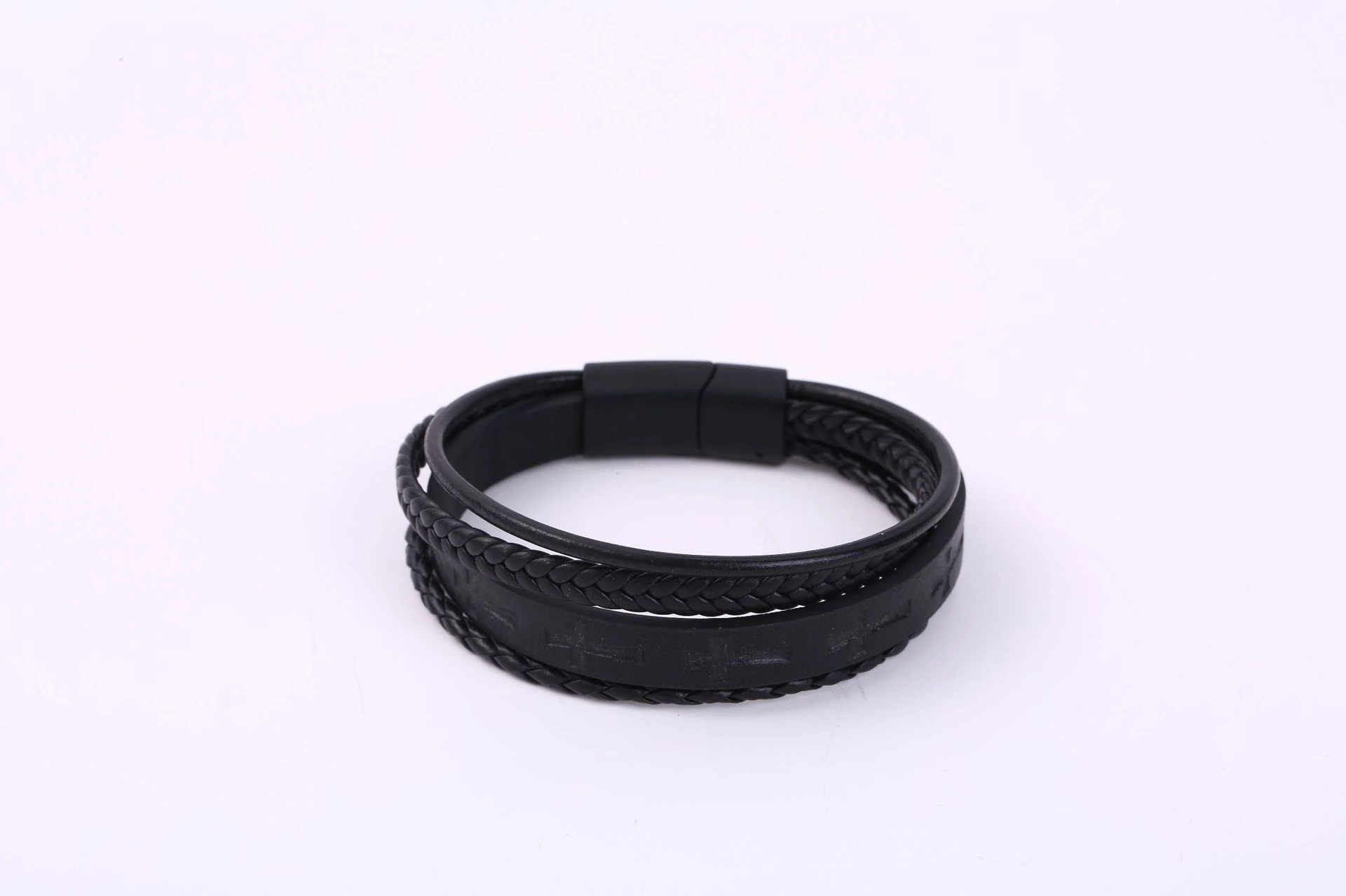 Men's British Retro Pattern Braided Bracelets - Black