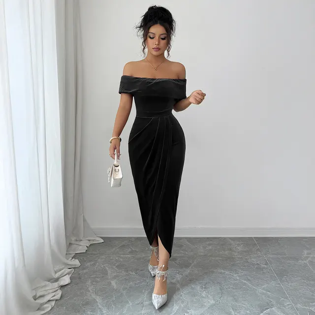 Elegant Tube Top Solid Color Dress Women Black - Shop at LoveMi