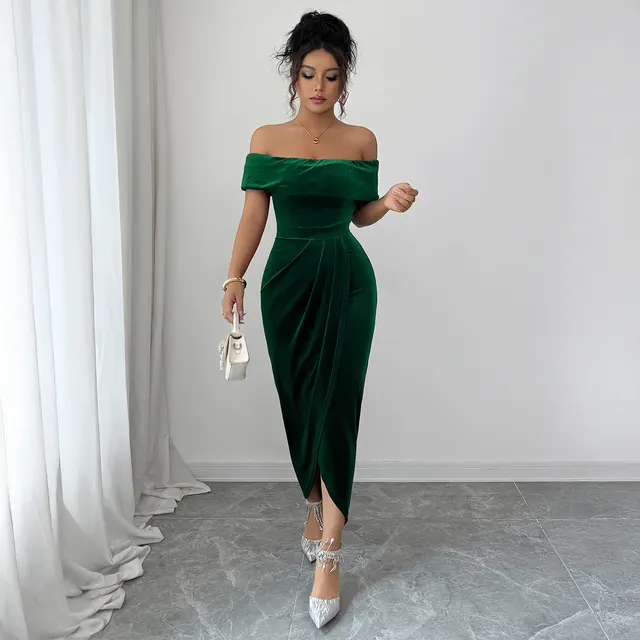 Elegant Tube Top Solid Color Dress Women Green - Shop at LoveMi