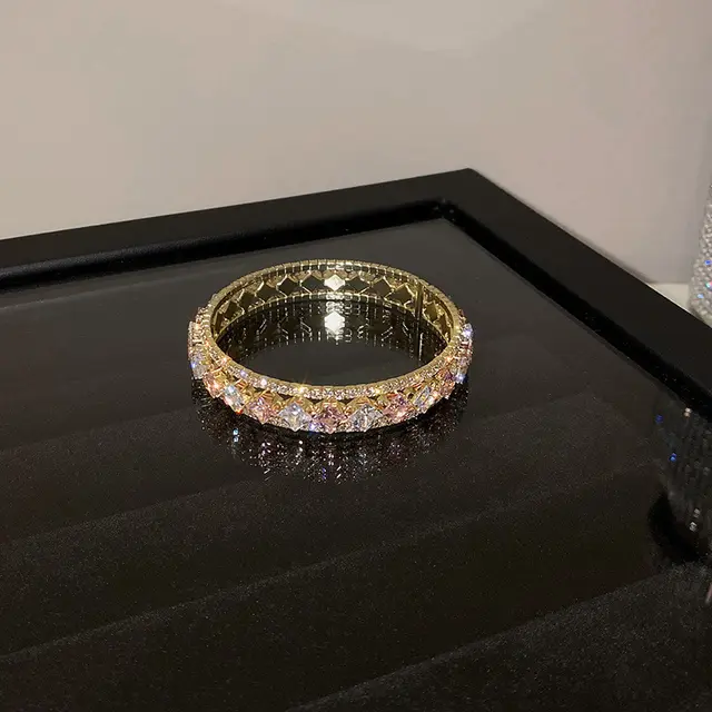 Zircon Micro Inlaid Bracelet Light Luxury Retro Temperament Pink Diamond - Shop at LoveMi