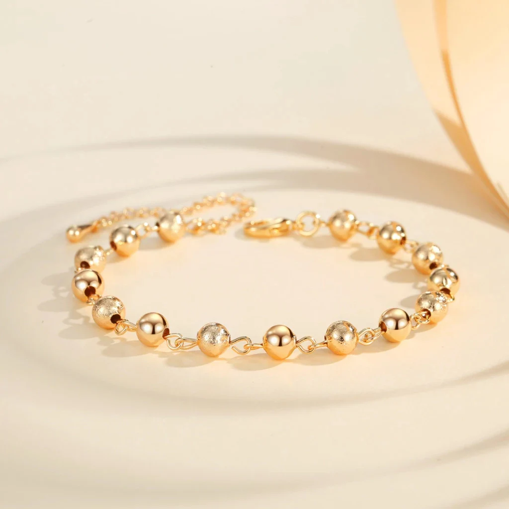 European And American Ball Bracelet Men's And Women's Same Retro Beaded - Gold