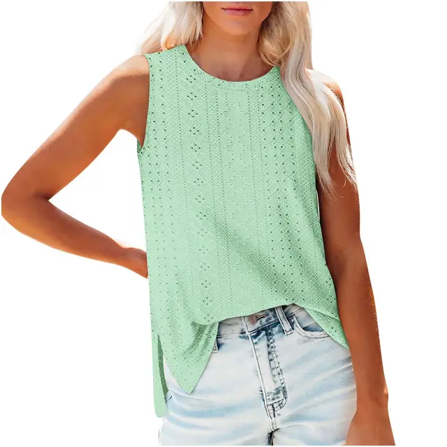 European And American Vest Slit Women's Top Green - Shop at LoveMi