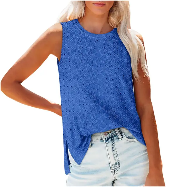 European And American Vest Slit Women's Top Sapphire Blue - Shop at LoveMi