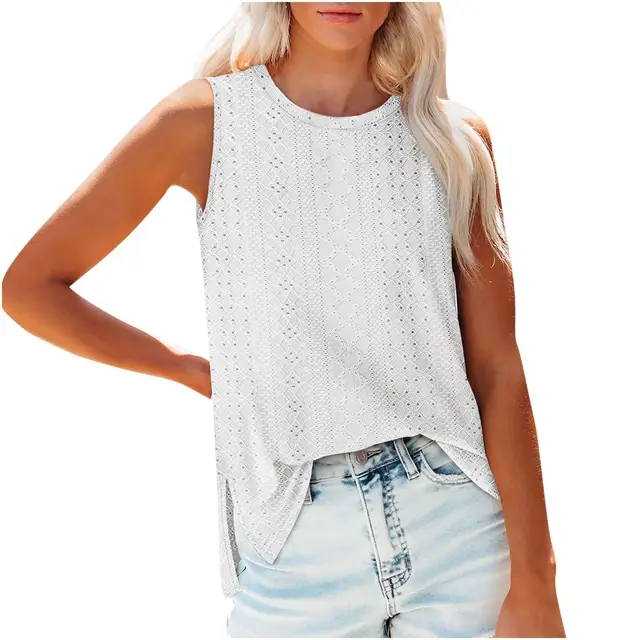 European And American Vest Slit Women's Top White - Shop at LoveMi