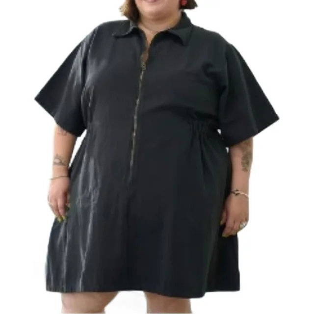 Fashion Solid Color Short Sleeve Dress Women Black - Shop at LoveMi