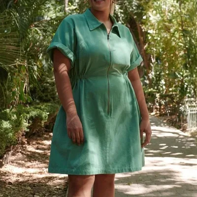 Fashion Solid Color Short Sleeve Dress Women Green - Shop at LoveMi