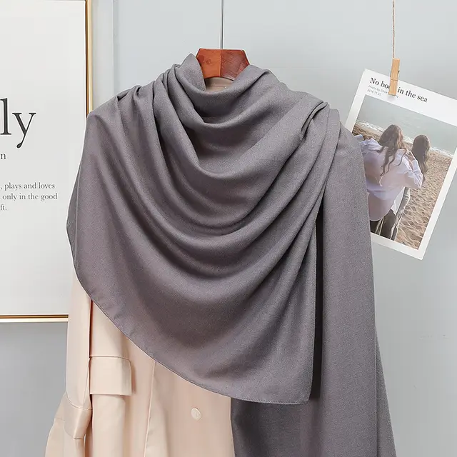 Women's Korean style Solid Color Cotton And Linen Scarf Spring And Autumn Dark Gray - Shop at LoveMi
