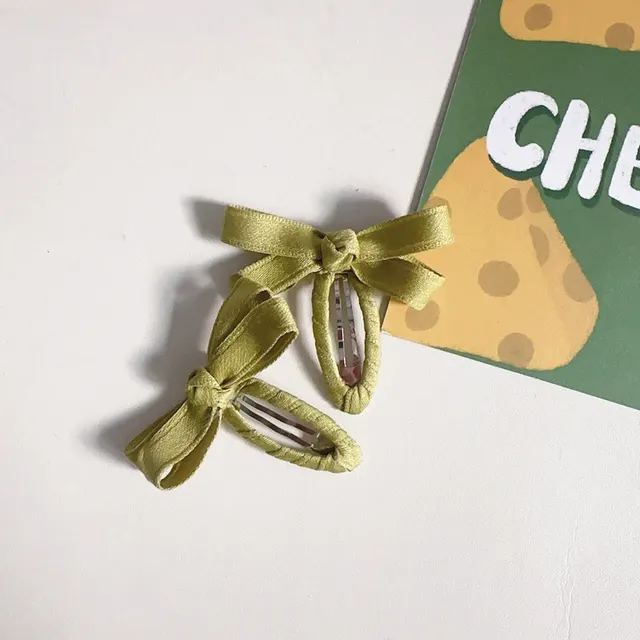 New Spring And Summer Candy Color Series Cotton Tape Bow Hair Accessories Avocado Green - Shop at LoveMi