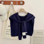 Fashion Shawl All-match Solid Color Scarf - Navy Blue