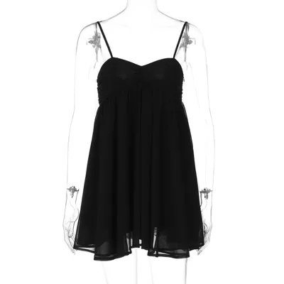 Summer New Style Off neck Fashionable Elegant Chiffon Sling Dress Black - Shop at LoveMi