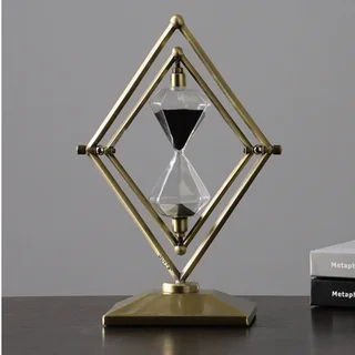 Glass Sand Clock Timer Metal Ornaments - Bronze Black Sand