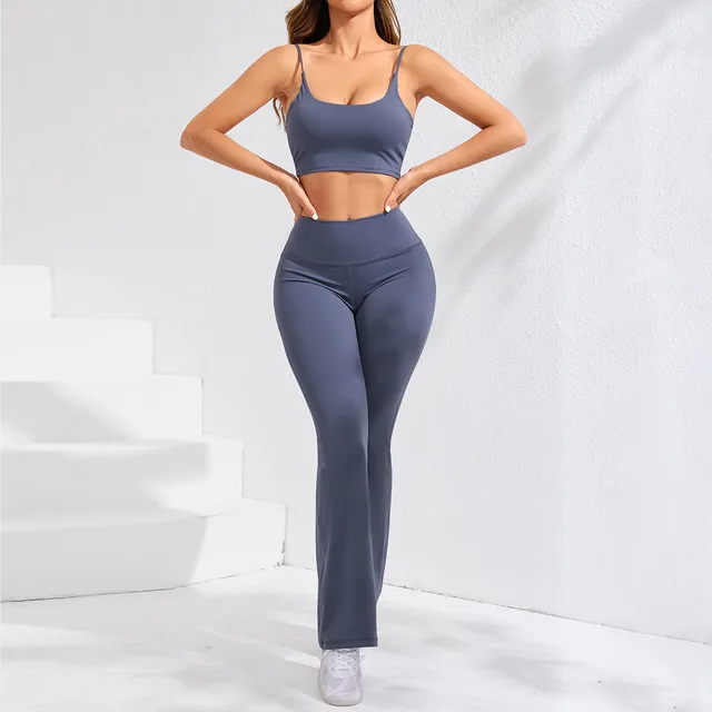 Women's Solid Color Casual High Waist Hip Lift Yoga Pants Dark Blue - Shop at LoveMi