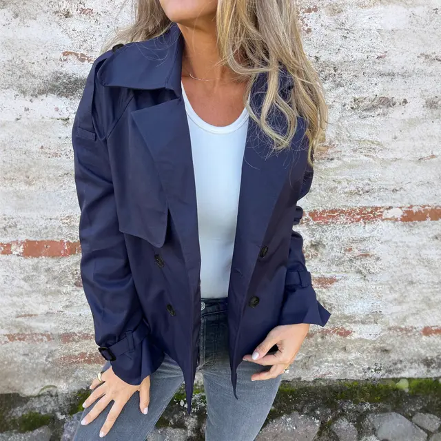 European And American Autumn And Winter New Wind Coat Coat Dark Blue - Shop at LoveMi