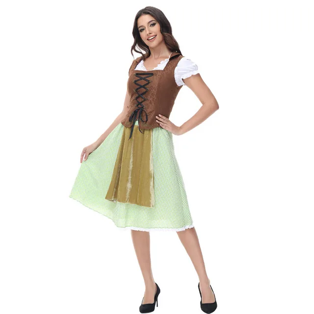 Beer Festival Traditional Printing Dress Green Style 1 - Shop at LoveMi