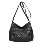 Soft Leather Retro Women's Shoulder Bag Large Capacity - Black