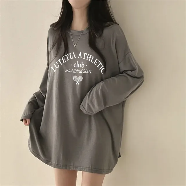 Cotton Fall Mid length T shirt Female Students Loose Brown - Shop at LoveMi
