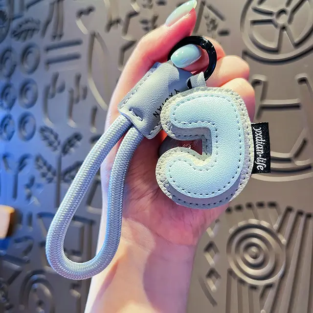 Creative Cartoon Leather 26 Letters Keychain For Women Letter J - Shop at LoveMi