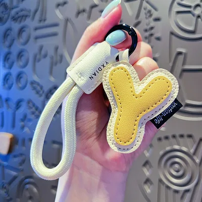 Creative Cartoon Leather 26 Letters Keychain For Women Letter Y - Shop at LoveMi