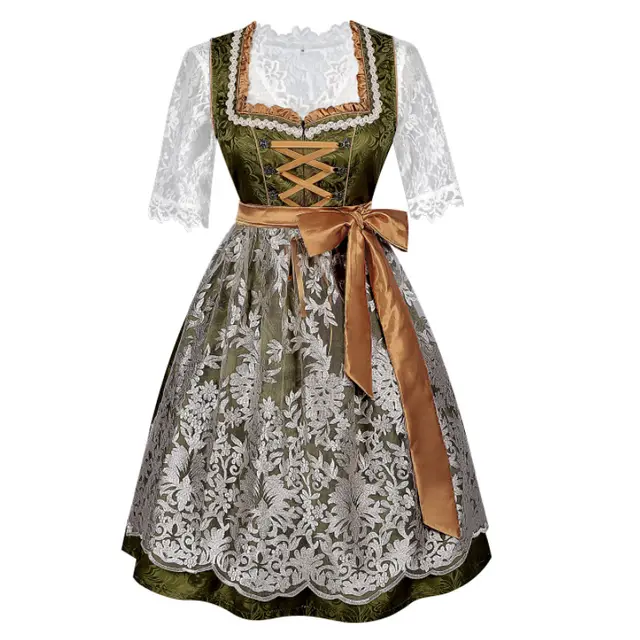 Retro Beer Festival Traditional Lace Dress Green - Shop at LoveMi