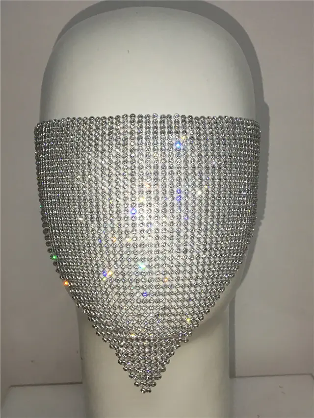 Personality Trend Accessories Rhinestone Mask Silver 050 - Shop at LoveMi