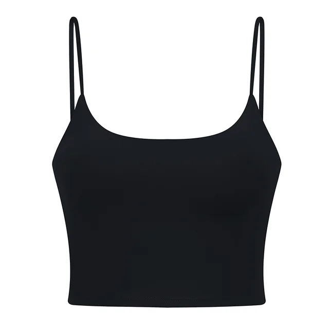 Push Up Shockproof Beauty Back Strap Sports Fitness Yoga Top With Chest Pad Black - Shop at LoveMi