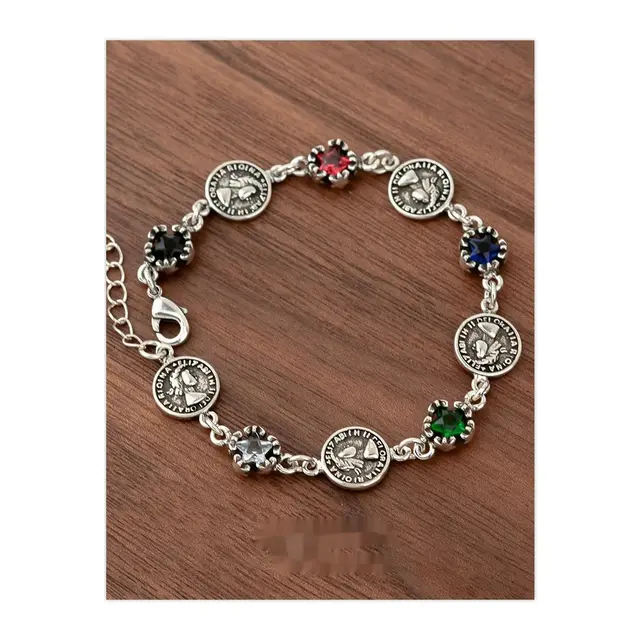Colorful Zircon Five pointed Star Round Matching Bracelet Sl0285 - Shop at LoveMi