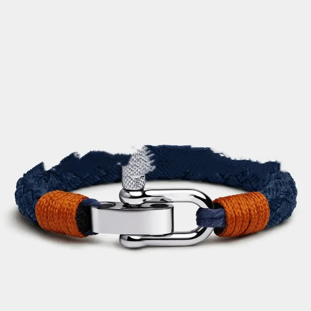 Cross border Sale Nautical Stainless Steel U shaped Buckle Bracelet Dark Blue - Shop at LoveMi