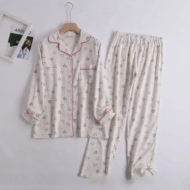 Women's Pajamas Simple Spring, Autumn And Winter Long Sleeves Trousers Suit White - Shop at LoveMi