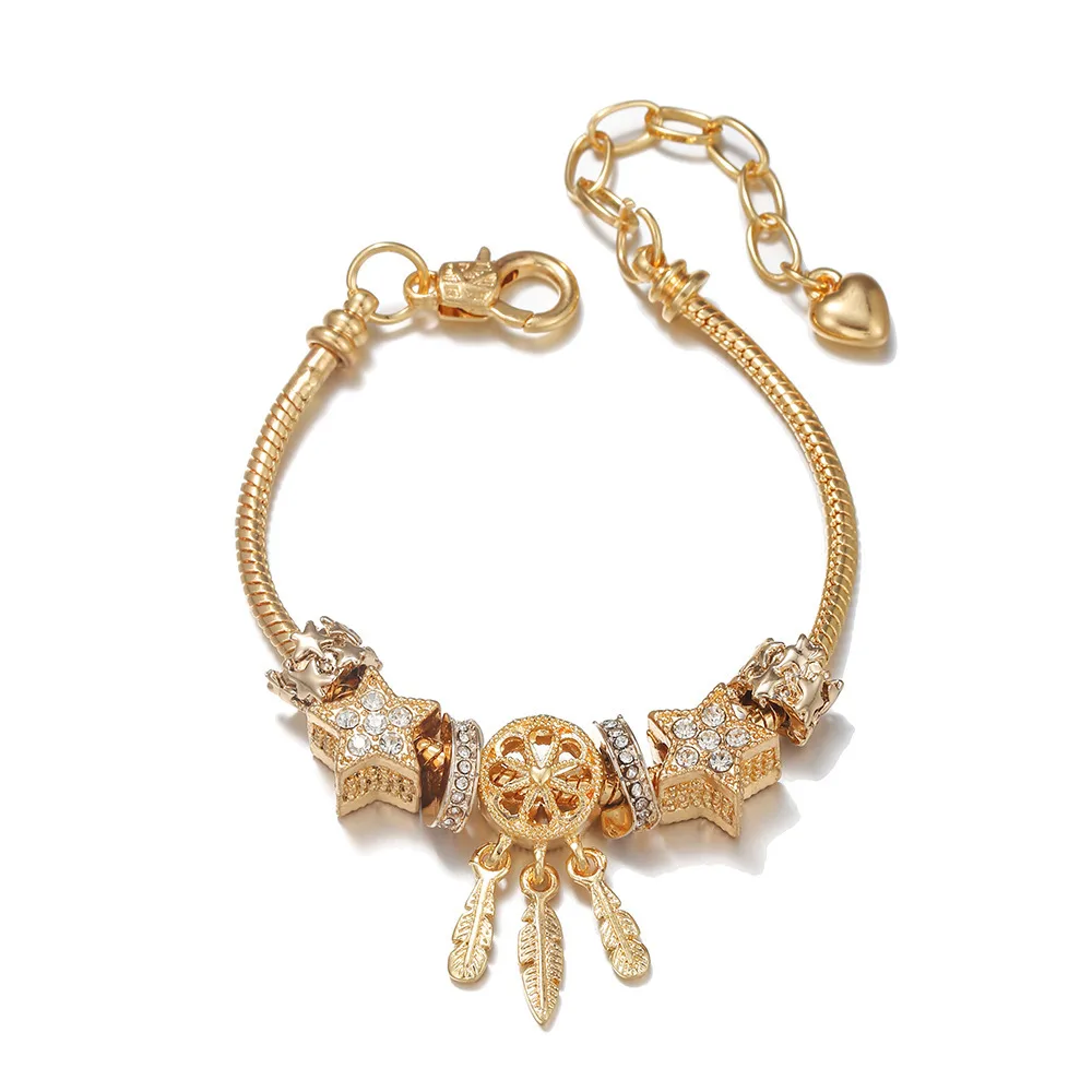 DIY Bracelet, Female Star Bead, Dreamcatcher Pendant, Lobster Buckle Bracelet - Kc Gold - View 1
