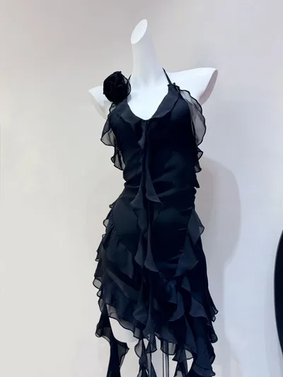 Fashion Ladies New Sexy Halter Flower Dress Black - Shop at LoveMi