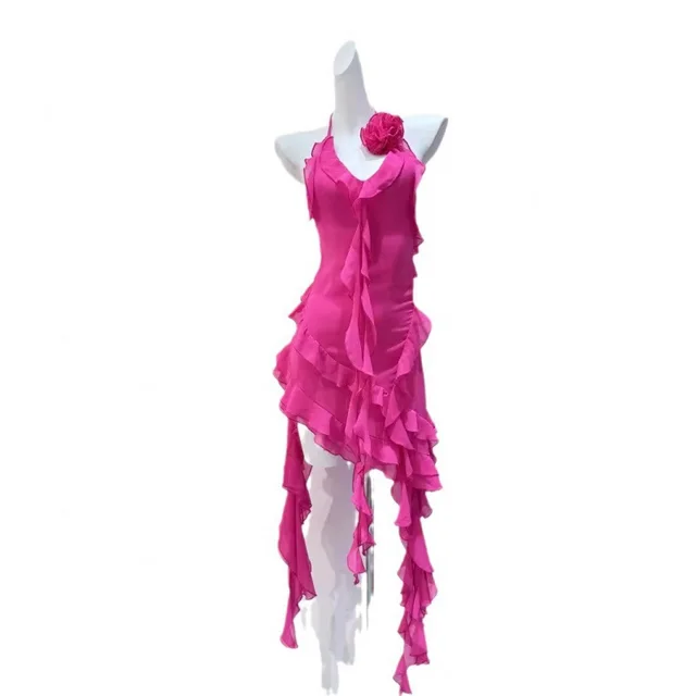 Fashion Ladies New Sexy Halter Flower Dress Rose Red - Shop at LoveMi