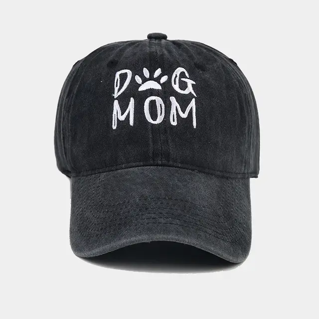 Cotton Worn Looking Washed out Letter Embroidered Baseball Cap Black - Shop at LoveMi