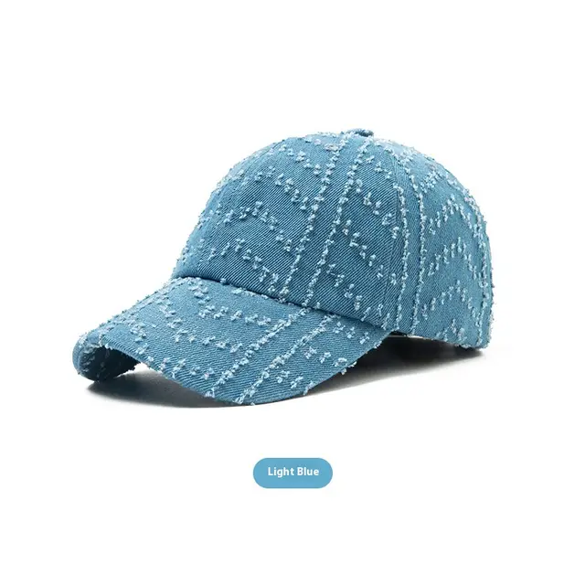 Japanese style Retro All match Face looking Small Washed Denim Peaked Cap Light Blue - Shop at LoveMi