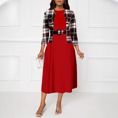 Printed Two piece Suit Business Suit And Dress Red - Shop at LoveMi