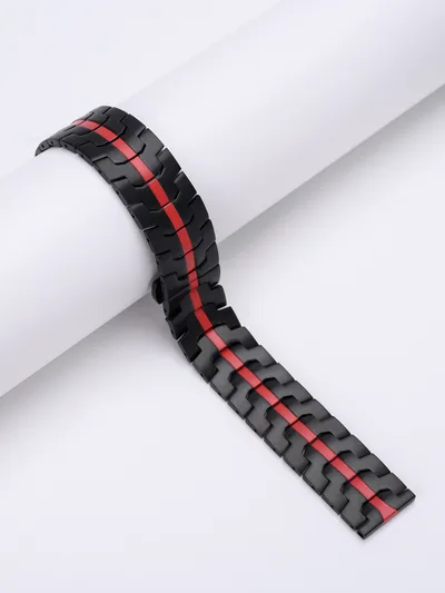 Fashion Personality Stainless Steel Watch Band Black And Red - Shop at LoveMi
