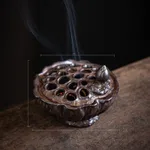 Vintage Ceramic Lotus Seedpod Incense Coil Burner - Incense Burner Brown