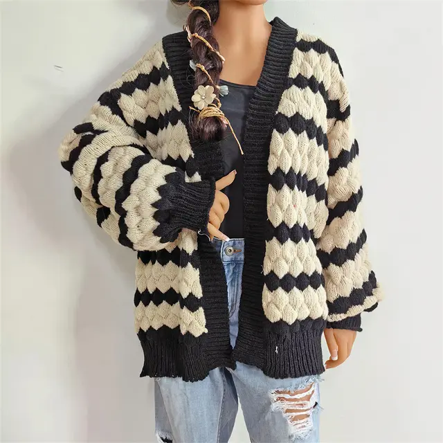 Women's Clothing Warm Cardigan Sweater M650 Stripes - Shop at LoveMi