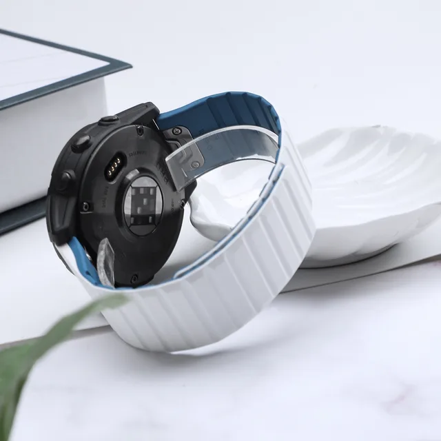 Two color Silicone Magnetic Return Ring Contrast Color Strap White And Blue - Shop at LoveMi