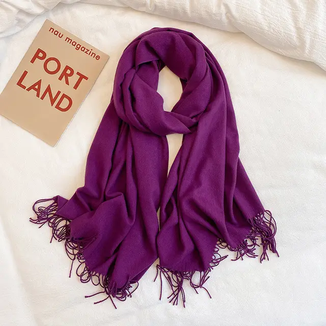 Simple Tassel Shawl Warm Artificial Cashmere Scarf Daizi - Shop at LoveMi