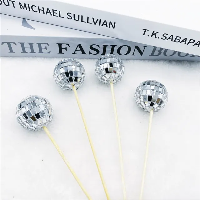 Disco Ball Cake Decoration With Wooden Stick 4Cm - Shop at LoveMi