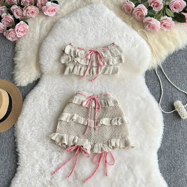 Dopamine Girl Pure Sweet Bow Stitching Plaid Contrast Color Shorts Apricot - Shop at LoveMi